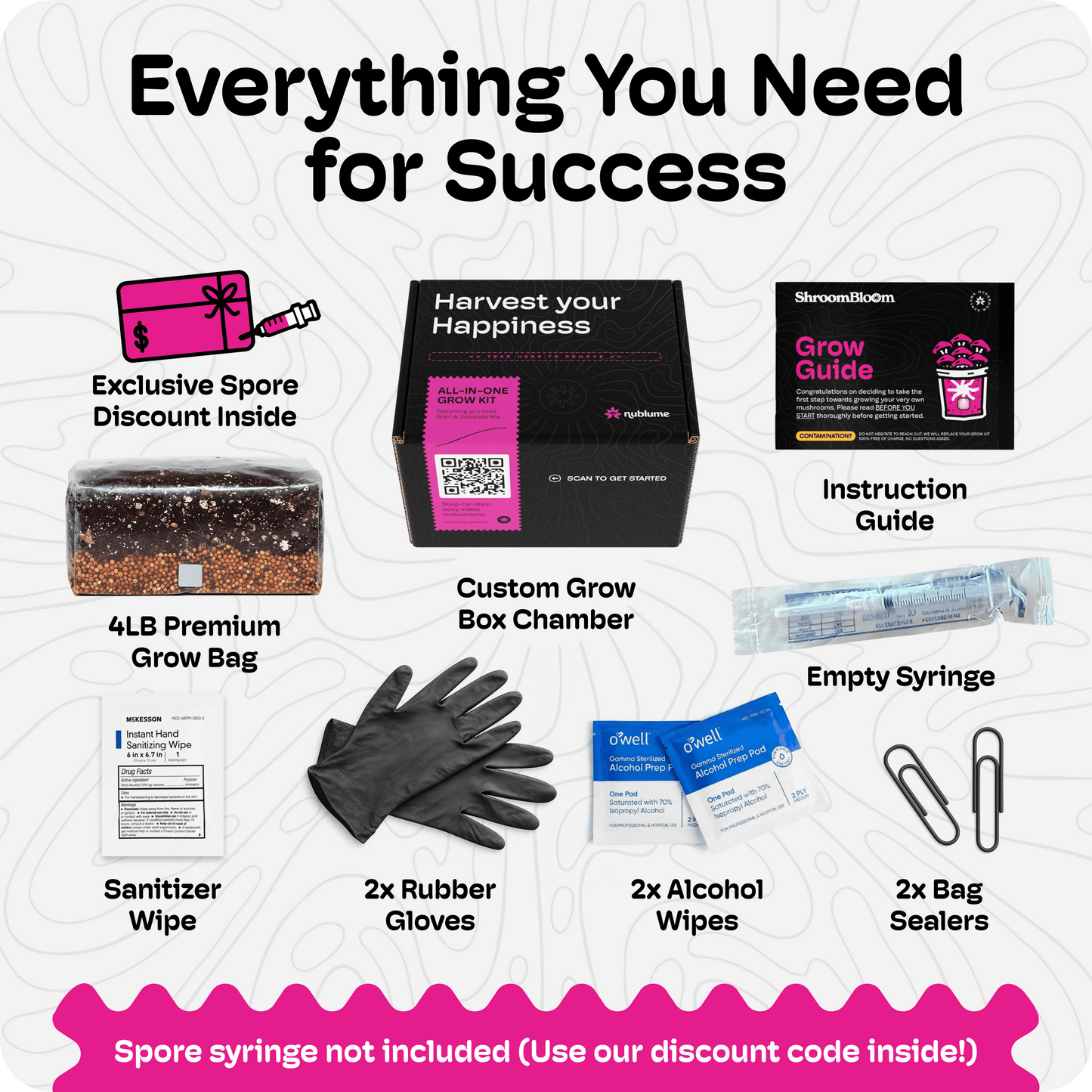 ShroomBloom Mushroom Growing Kit 4LB All-in-One Grow Bag with High-Yield Dung-Loving Substrate & Injection Port for Beginner Magic Mycology & Medicinal Species (USA Made)